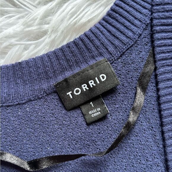 Torrid Crop Knit Sweater Cardigan Lightweight Blue Stretchy Womens Size 1X - Picture 4 of 6
